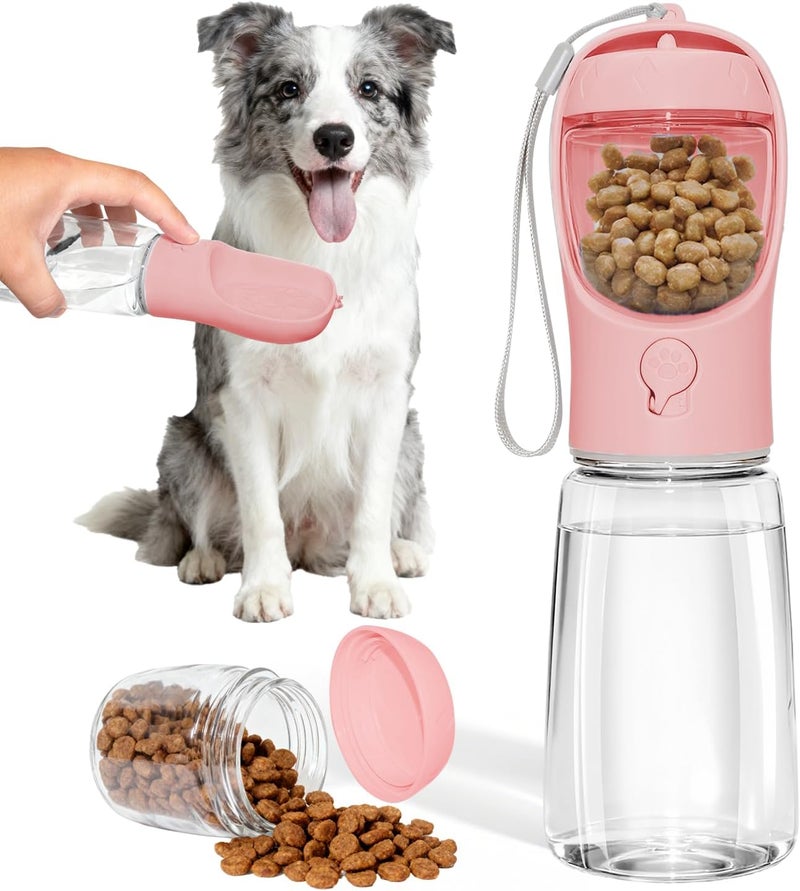 Liphier Dog Water Bottle, Portable Water Bottle with Food Container for Dogs Cat Pet Hiking Walking Travel Camping, Leak-Proof Dog Water Bowl Dispenser with Feeder Function Puppy Essentials - Image 1